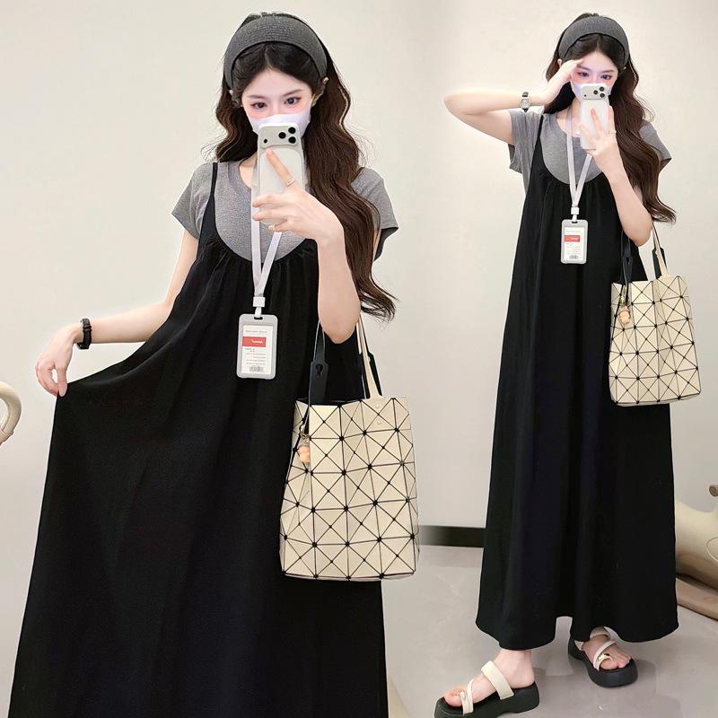 Korean Style 2026 Summer Maternity 2-Piece Short-Sleeve Dress Set 2XL