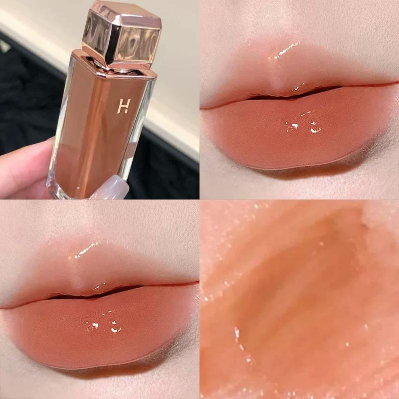 Water-Gloss Peach Jelly Ins-Style Ultra-Soft Plump Lip Mirror Lip Gloss Clear and Moisturizing Lip Balm Student Party Pure Desire Lipstick