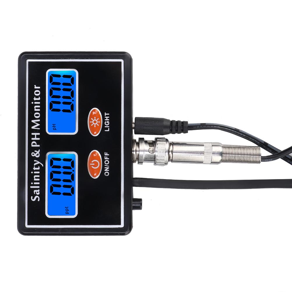 2in 1 Online PH and Salinity Monitor PH Meter Salinity Tester for Aquarium Pool Water Quality Tester