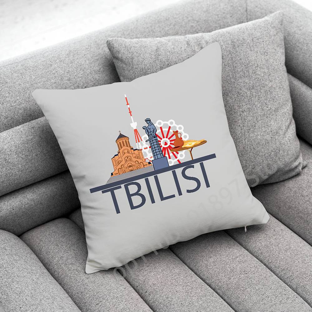 Georgia Tbilisi Passport Flag Map Throw Pillow Case For 45cm 40cm 30cm 50cm 55cm Square Home Pillowcase Case