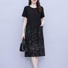 Middle-aged Mother Loose Belly-covering Dress Summer New Black Versatile Straight Skirt Retro Age-reducing