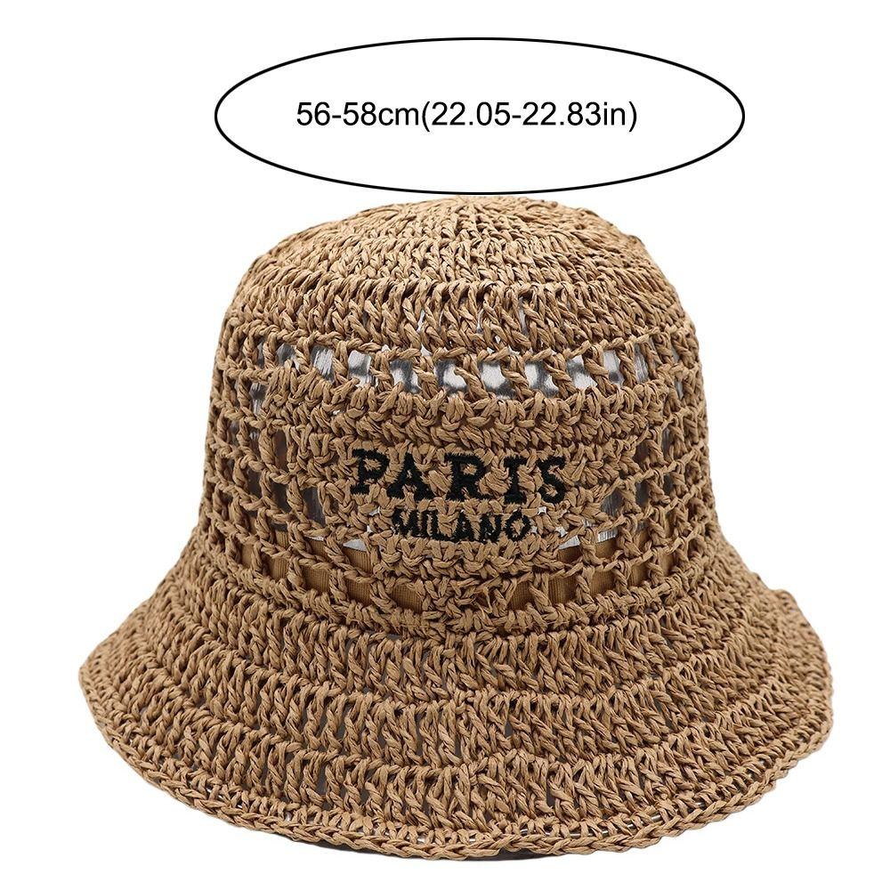 Hollow Crochet Bucket Hat Letter Embroidery Crochet Hat Vintage Fishing Hat For Women