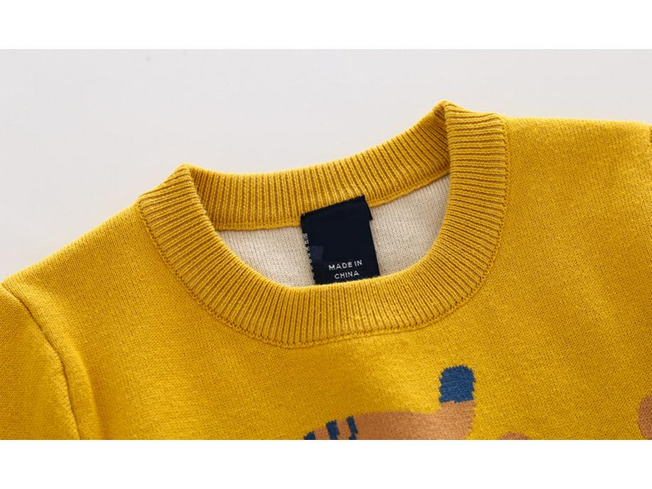 Tengyun Pigeon Kids' Double-Layer Sweater - European & American Style, Boys' Abstract Cartoon Jacquard, Autumn 2025 Collection.