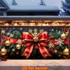 1pc2D flat large Christmas garage background banner  red bow wall  Christmas tree snowflake decoration