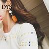 Statement DIY Wooden Geometric Square Round Dangle Jewelry Women Retro Earrings