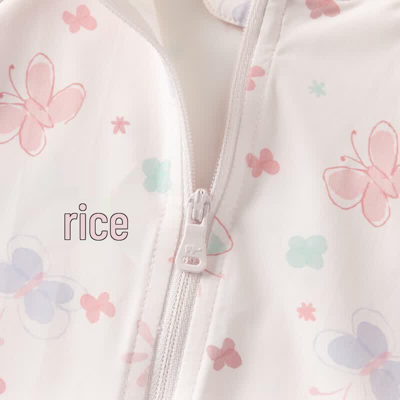 DAVE&BELLA Girls' Printed Ice Silk Sun Protection Hooded Jacket