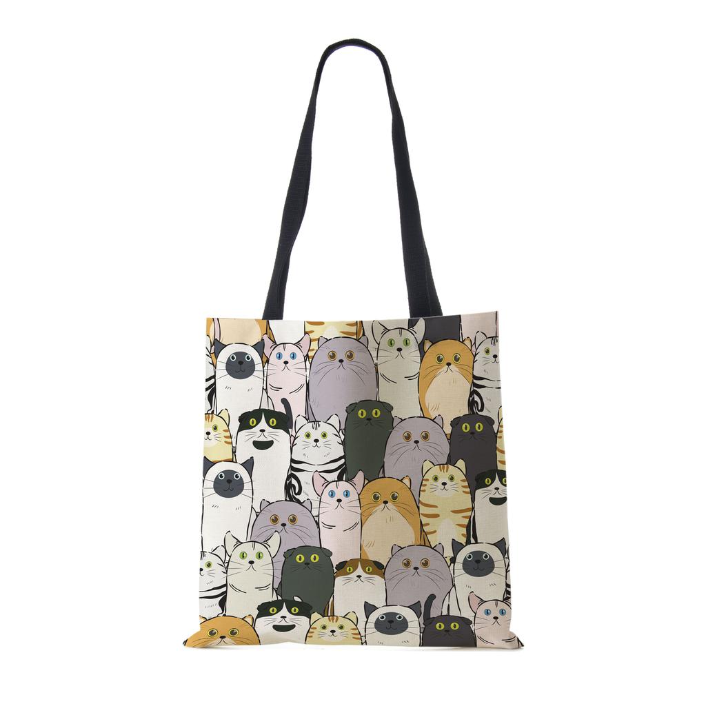 Hund Niedlicher Druck Lässige Umhängetasche Kapazität Damen Einkaufen Wiederverwendbare Handtasche Große Canvas Reise Strand Tragetaschen KTY