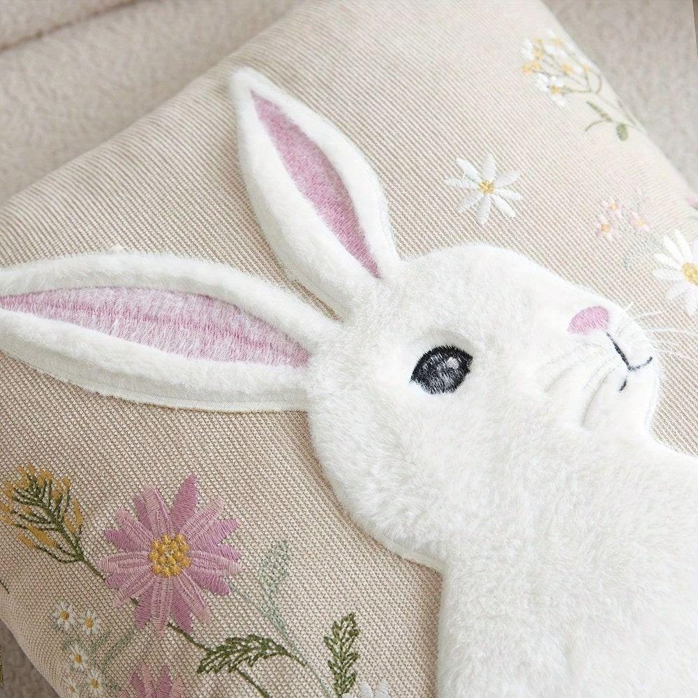 New 45×45cm Easter Bunny Pillow Cover Forest Style Removable Pillowcase Soft 3D Embroidery Sofa Cushion Case Home Decoration