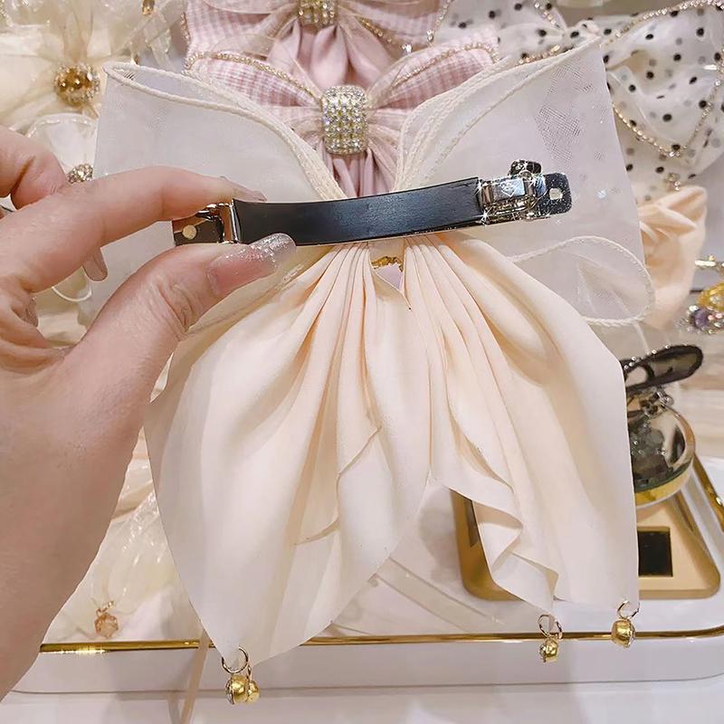 Korean Style Sweet Fashion Girls Princess Hair Clip Rhinestone Big Bow Hairpin For Women Headwear Spring Clip Hair Accessories