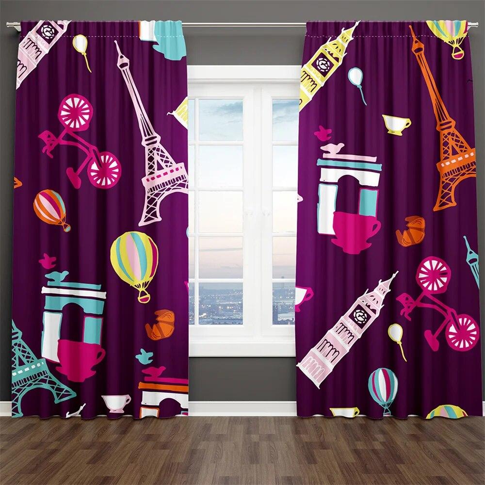 

Современная маска с 3D принтом, розовая пара, Эйфелева башня, розы, 2 шт., затеняющая оконная занавеска для гостиной, спальни, декор, карман для штанги W50xH130(CM)x2PCS-Grommet Top