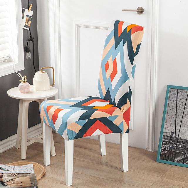 1 2 4 6pcs Print Chair Protector Spandex Chair Covers For Wedding Dining Room Office Use Banquet Housse De Chaise Seat Cover