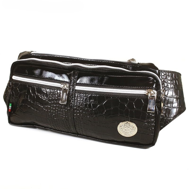 

OROBIANCO Men s Horizontal Body Bag, Genuine Leather Enamel with Crocodile Pattern [Made in Italy], Shoulder Bag, Crossbody Bag, Leather Crocodile,