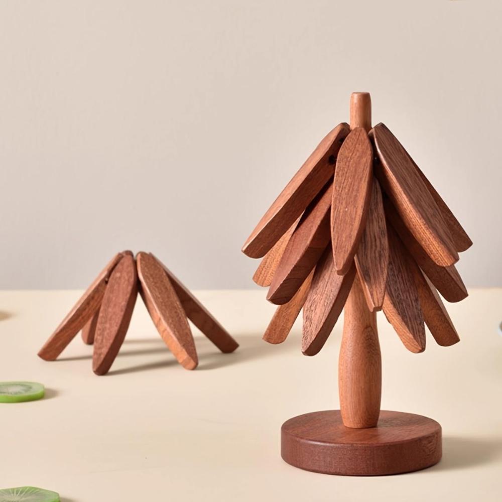 Tree Design Stand Wooden Trivets Decorative Anti Scald Heat Resistant Walnut Table Mat Insulated Pads Coaster Wood Placemats Pot