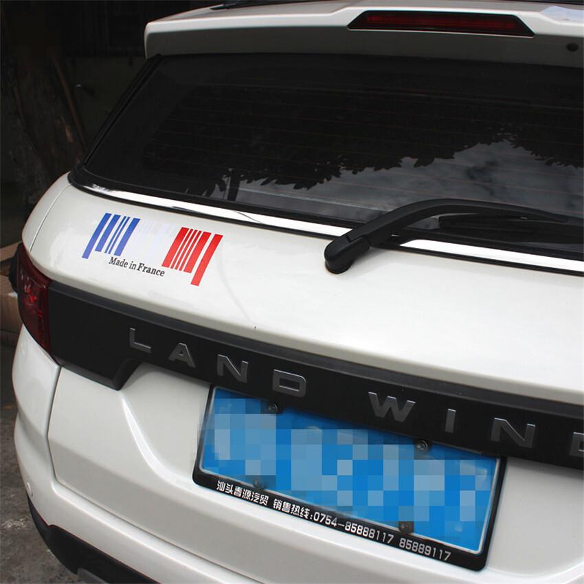 9x25cm 1pc New Made in France Flag Bar Code Car Funny Stickers PVC Decal Styling For Peugeot Citroen Renault Bugatti DS Dacia