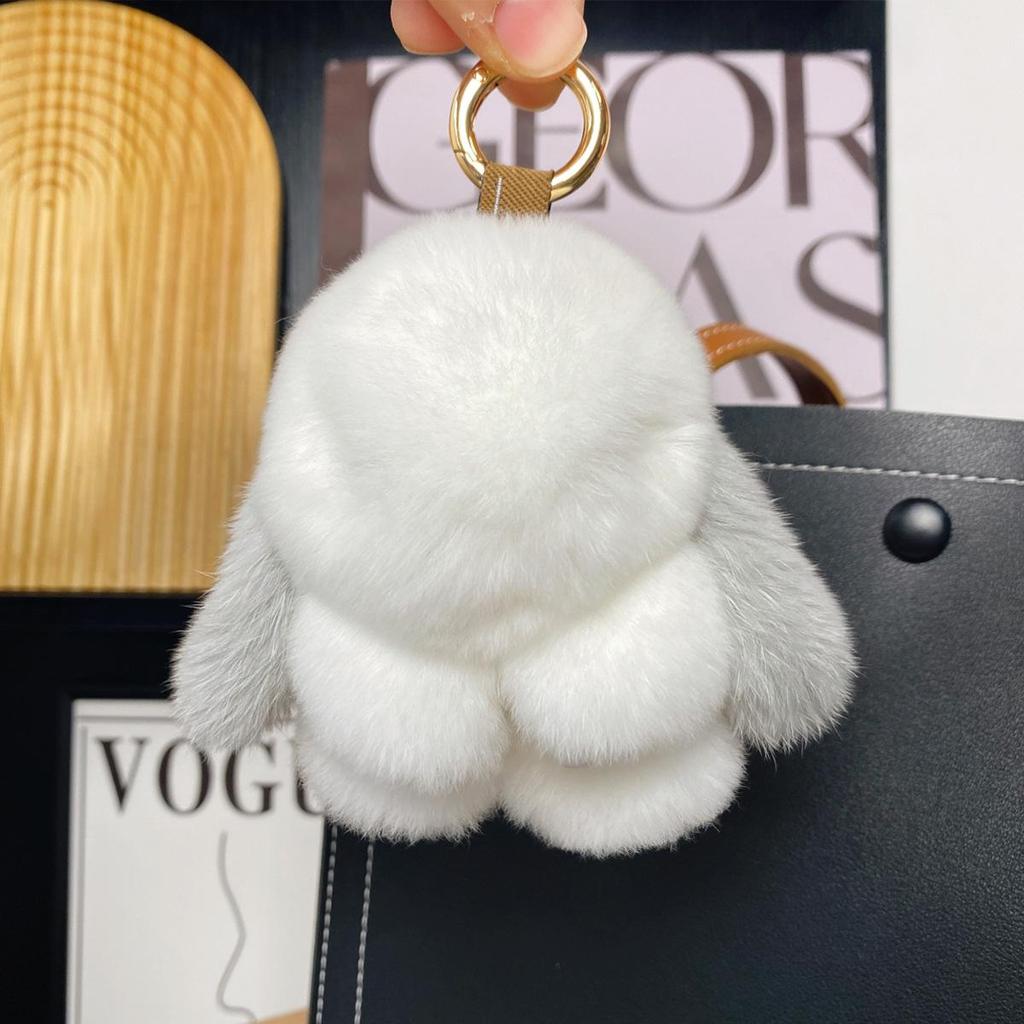 Mini Rex Rabbit Fur Pom Pom Keychain Bag Charm Keyring
