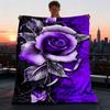 1pc Purple Rose Outdoor Blanket - Lightweight Flannel Throw For Travel, Camping, Gifts For Family Or Friends Yy251114259