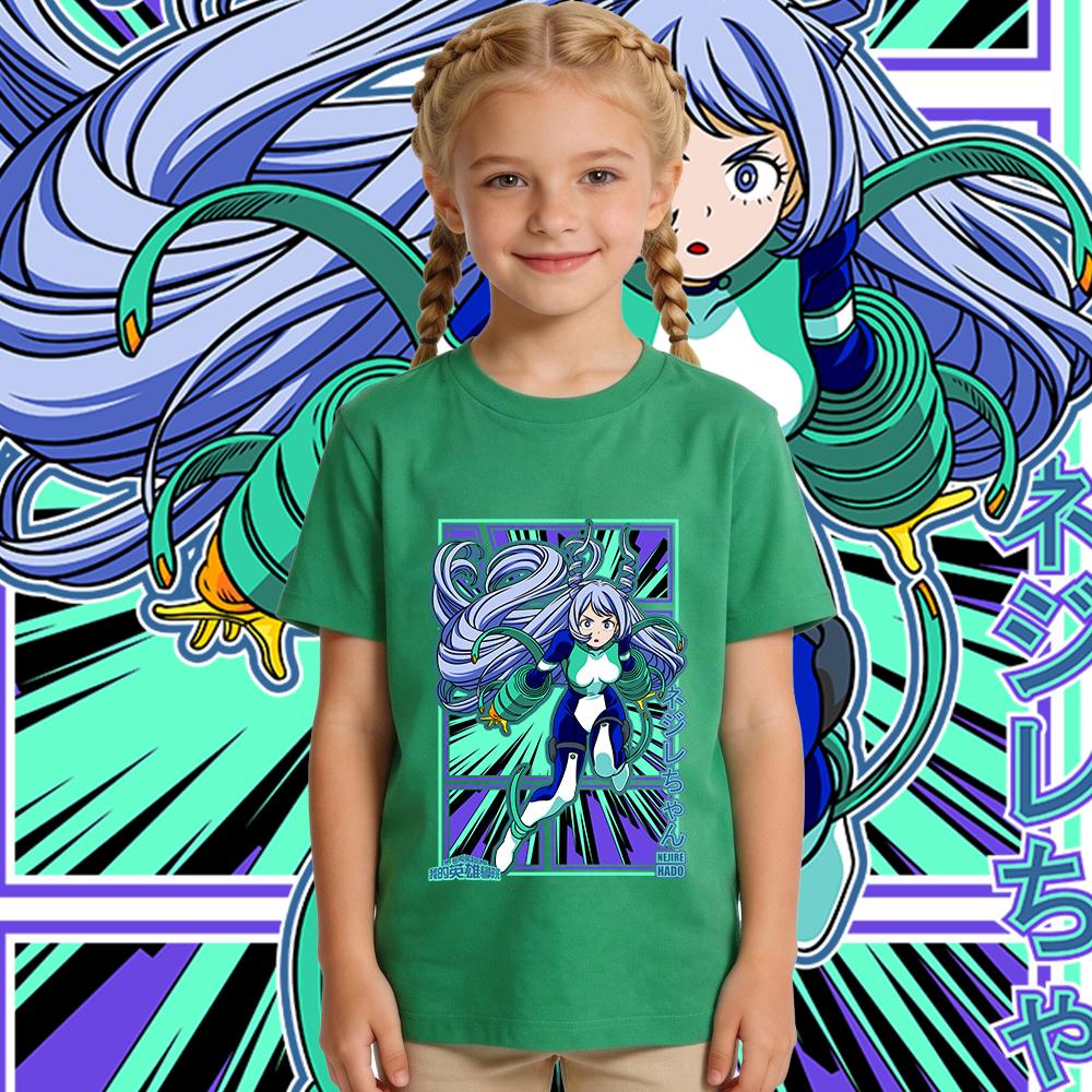 My Hero Academia Nejire Hado Anime Printed Cotton T Shirt for Boys and Girls Kids Casual Wear Short Sleeve Summer Top