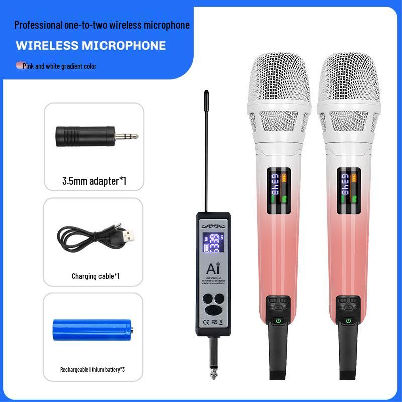 New Dual Wireless Microphone for Home, KTV, Stage, Live Streaming with Anti-Howling Noise Reduction and Sound Card Compatibility