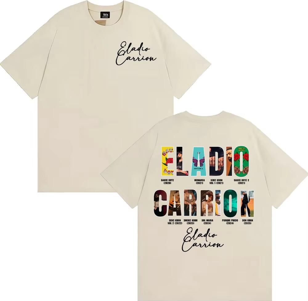 Rapper Eladio Carrion Album Cover 2026 Tour T Shirt Men Women Vintage 90s Hip Hop Street Tshirts Casual Tshirt