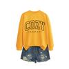 Womens Cozy Casual Round Neck Long Sleeve Cotton Sweatshirt With Letter Print Loose Fit