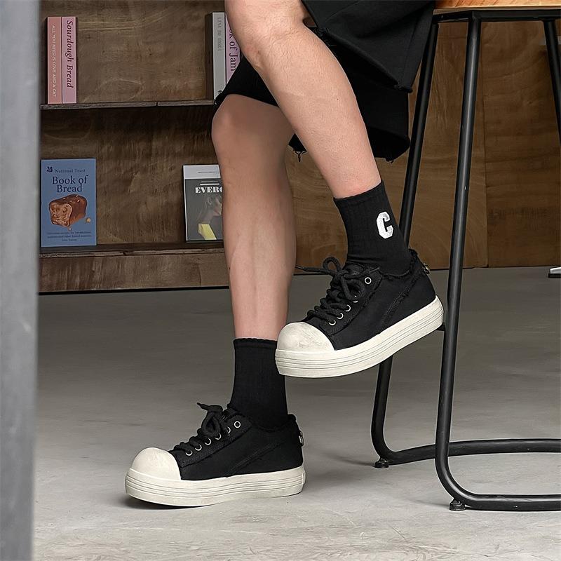 [Three Colors] 3233 Mickey Canvas Big Head Shoes Summer New Thick Baseplate Shoes Heightening Couple Clown Shoes