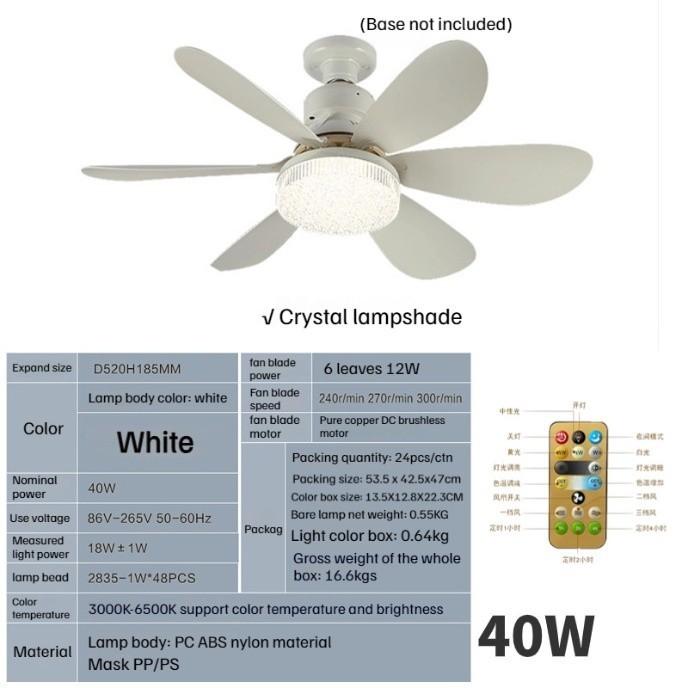 30W/40W E27 Modern LED Lighting Smart Ceiling Fan Light with Remote Control 3-Gear Household 2-in-1 Adjustable Fan Lamp