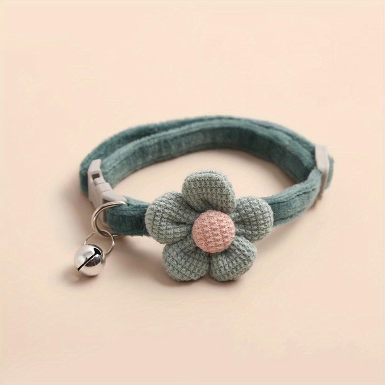 

1 шт. Милое ожерелье для собак с цветочным декором и ремешком-колокольчиком - Ошейники и поводки для стильных щенков One-size темно-голубой