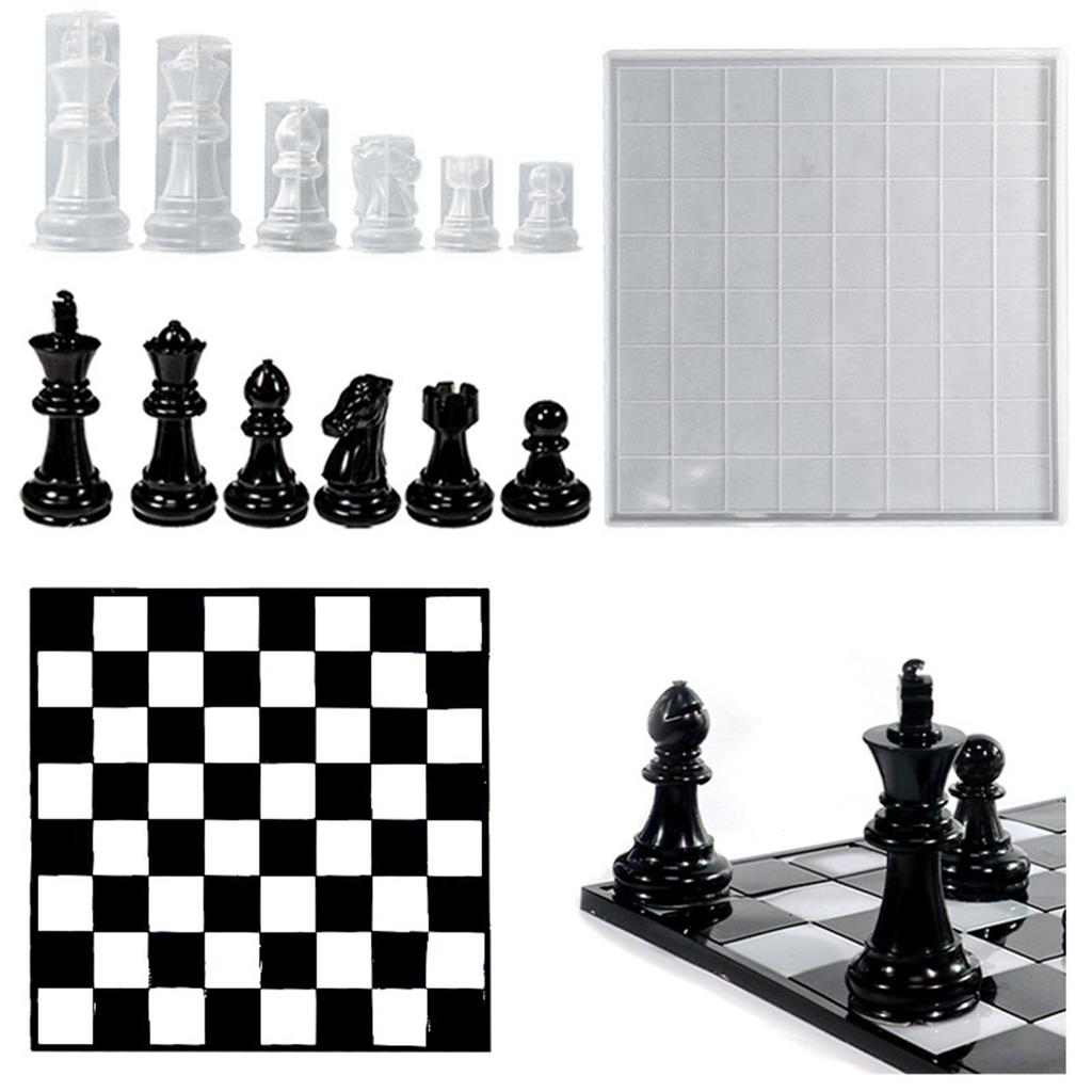 Schachfiguren-Silikonform, 3D-Internationales Schach, Kunstharzform, DIY-Epoxidharz, Bastelform, Schokoladenkerzen-Backwerkzeuge