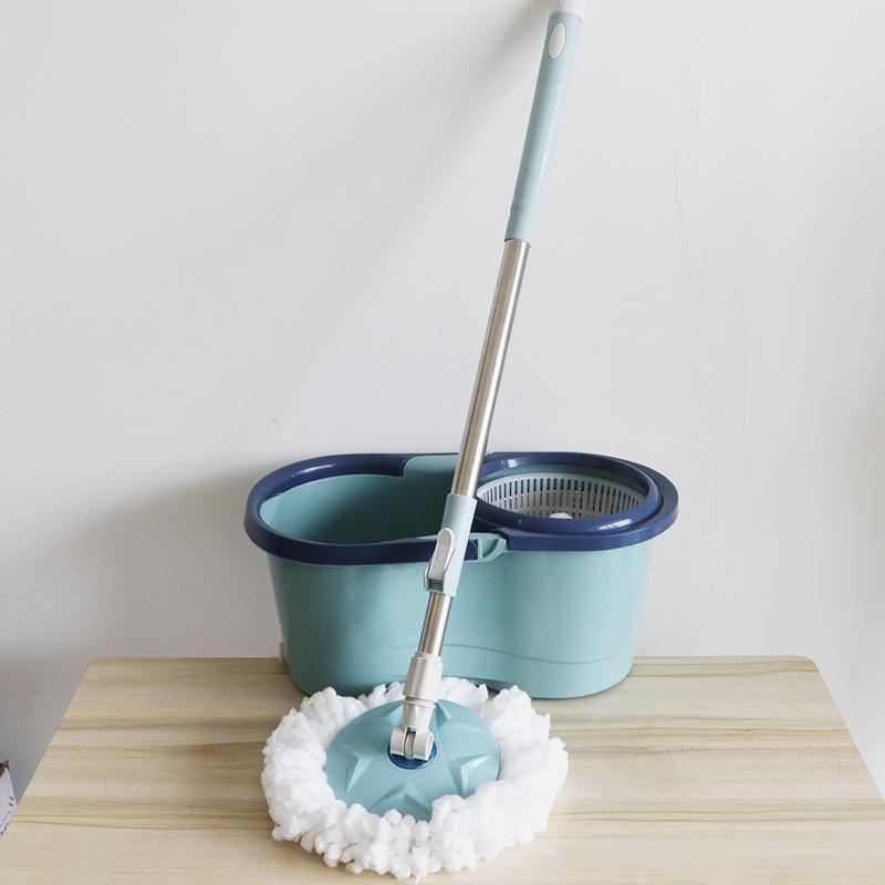 Hands-Free Spin Mop Set with 8 Mop Heads Rotating Bucket for Quick Clean