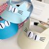 Adorable Big Eyes Cat Visor Cap Sun Protection Cat Ears Sun Hat Fashion Kitty Hollow Hat  Summer