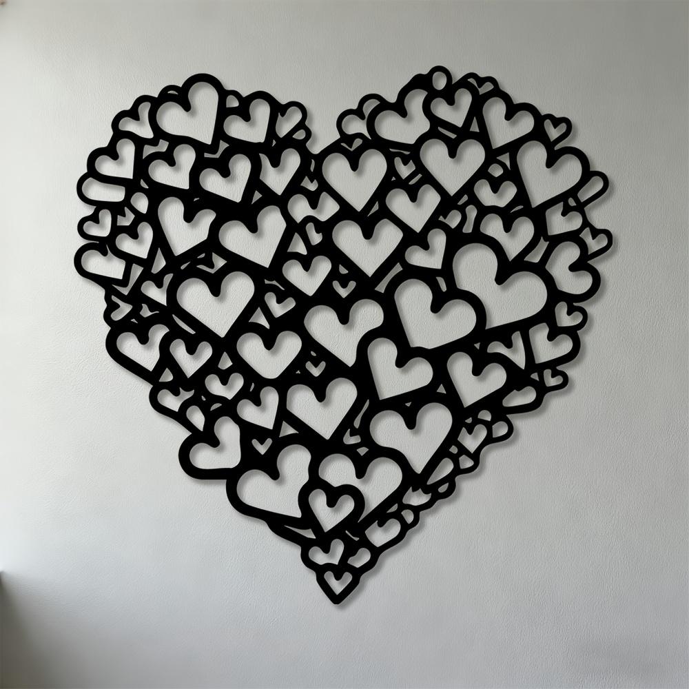 

1pc 2D Flat Hearts Pattern Metal Wall Art Iron Sculpture for Living Room Bedroom Office Game Room Wall Mount 35cm-13.78inch чёрный