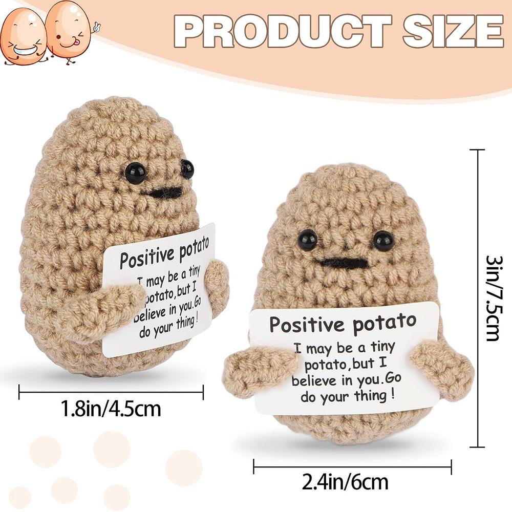 Positive Energy Potato Pocket Hug Handmade AnimalCrochet Mini Doll Funny Wool Gift for Friends or Lover Emotional Support Plant
