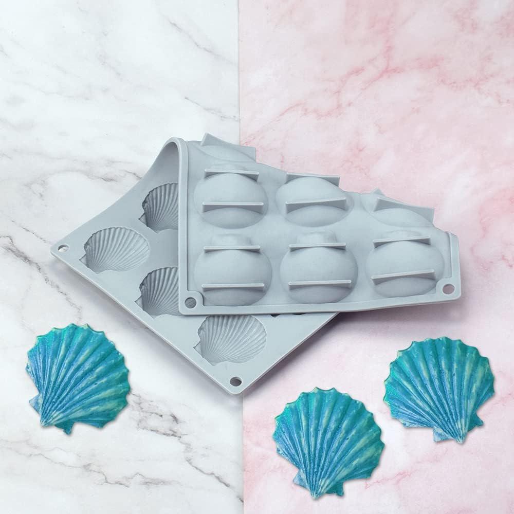 Molde de silicona con forma de concha de mar para hornear chocolate, jabón, velas, fondant, decoración de tartas de cumpleaños