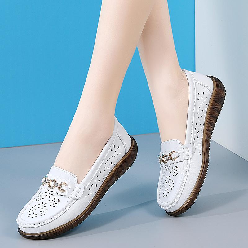 Cow tendon sole shoes are not tired of feet, leather shoes, single shoes, medium and soft soles, Doudou shoes.