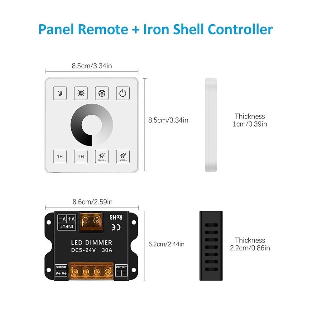 LED Dimmer for Flexible LED Strips 5V-24V Input Touch Dimmer Controller for 12V 24V LED Tape with 433MHz Remote