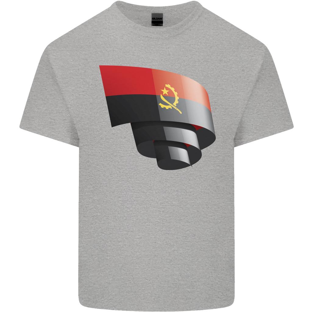 Gekräuselte Angola Flagge Angolanischer Tag Fußball Unisex Leichtes Baumwoll T-Shirt