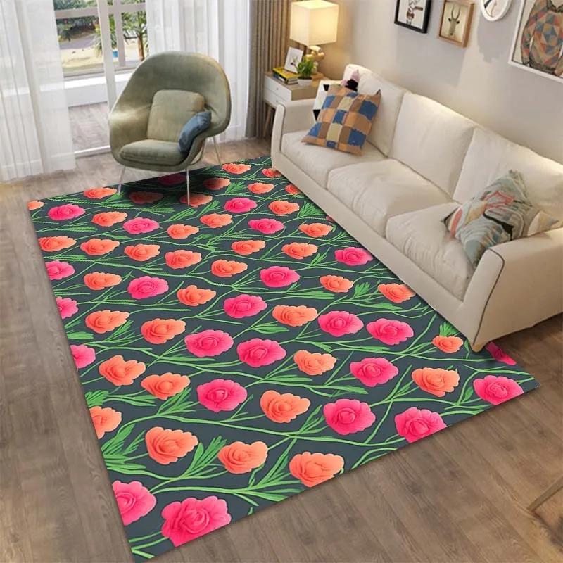 Flower Pattern Floor Mats Door Decoration Home Living Room Floor Mats