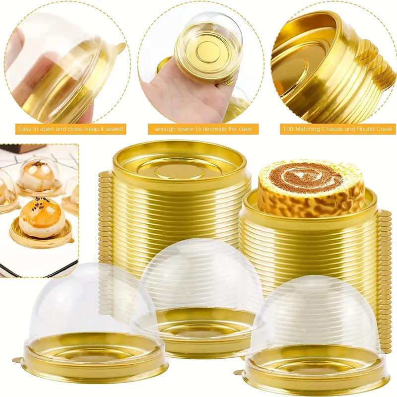 50pcs Mini Transparent Cake Box Container Transparent Cupcake Dome Pastry Baking Packaging Boxes Wedding Party Supplies Gifts