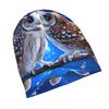 2D Flat Printing Sweetheart Owls Urban-Inspired Adult Beanie Fits Well with Layered Looks Morning Coffee Walks Or Creative Spaces with Artistic Vibes