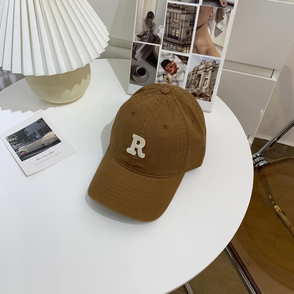 New Embroidery Letter R Baseball Cap Summer Solid Women Ponytail Hats Men Baseball Cap Cotton Outdoor Simple Visor Casual Cap