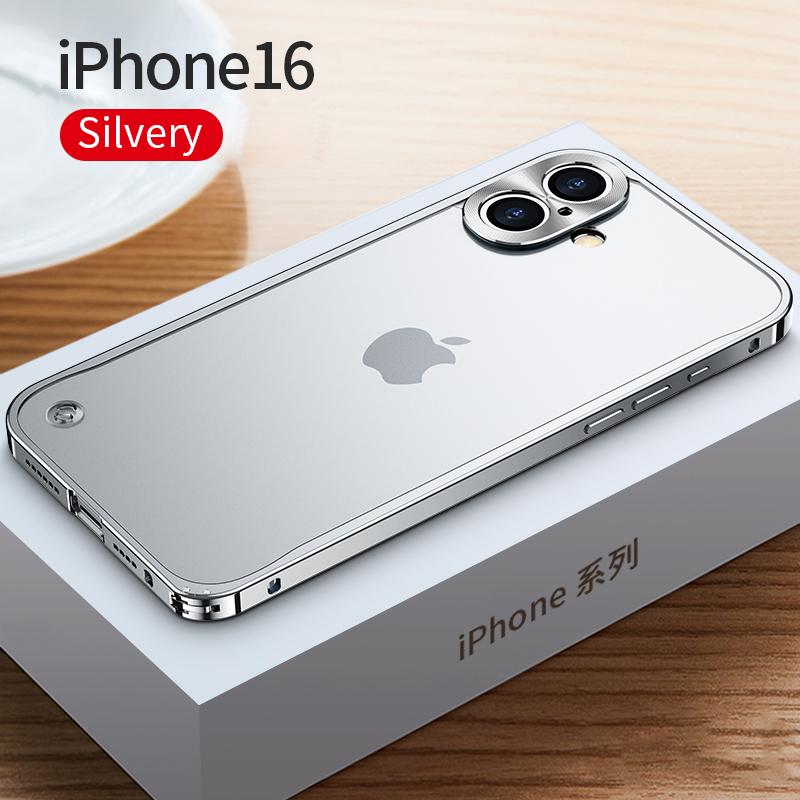Coque de téléphone à cadre métallique Pour iPhone 17 11 12 13 14 15 16 Pro Max Alliage d'aluminium Protection Complète de l'Objectif Coque Arrière Métallique Plaqué Pour iPhone 13 mini