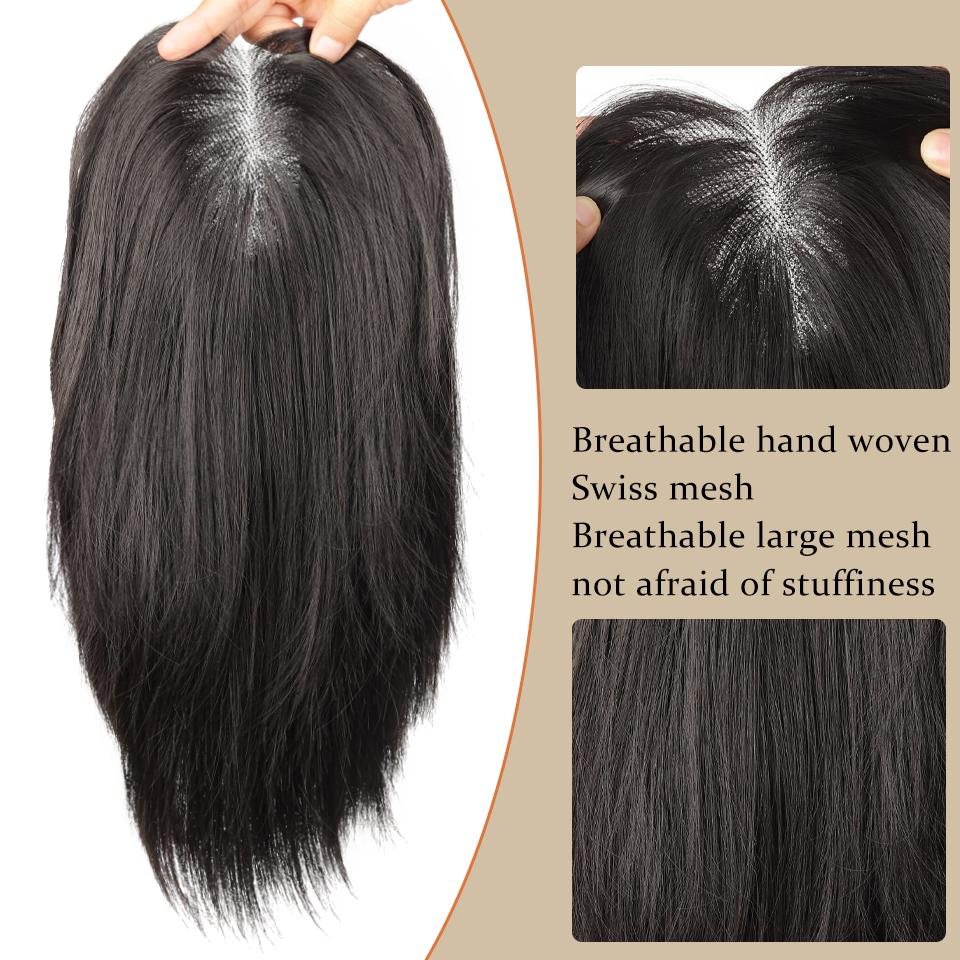 Clip In Natürliches Synthetisches Haar Pony Fransen Haarteile Mittelscheitel Haarverlängerung Topper für Frauen Haarausfall Abdeckung Weißes Haar