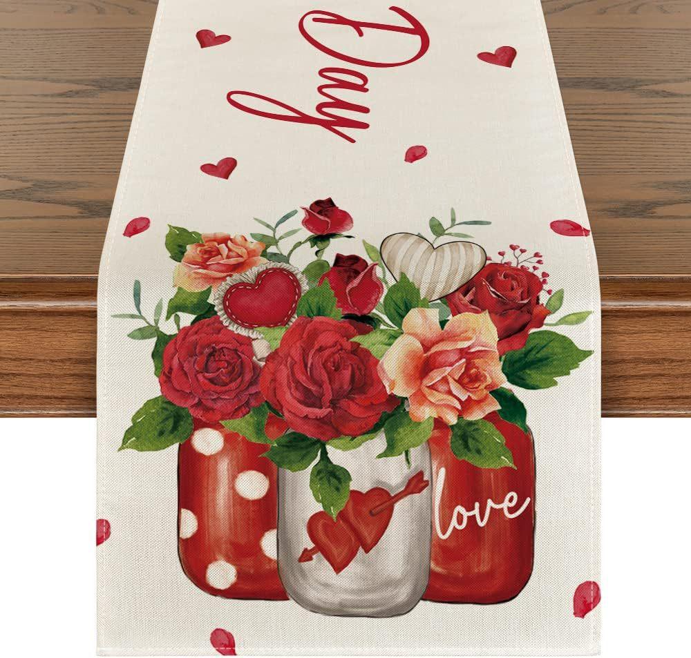 Desktop Ornaments Love Table Flag Tablecloth 33*183cm Table Runner For Festive Atmosphere Event Decoration Valentine's Day Party