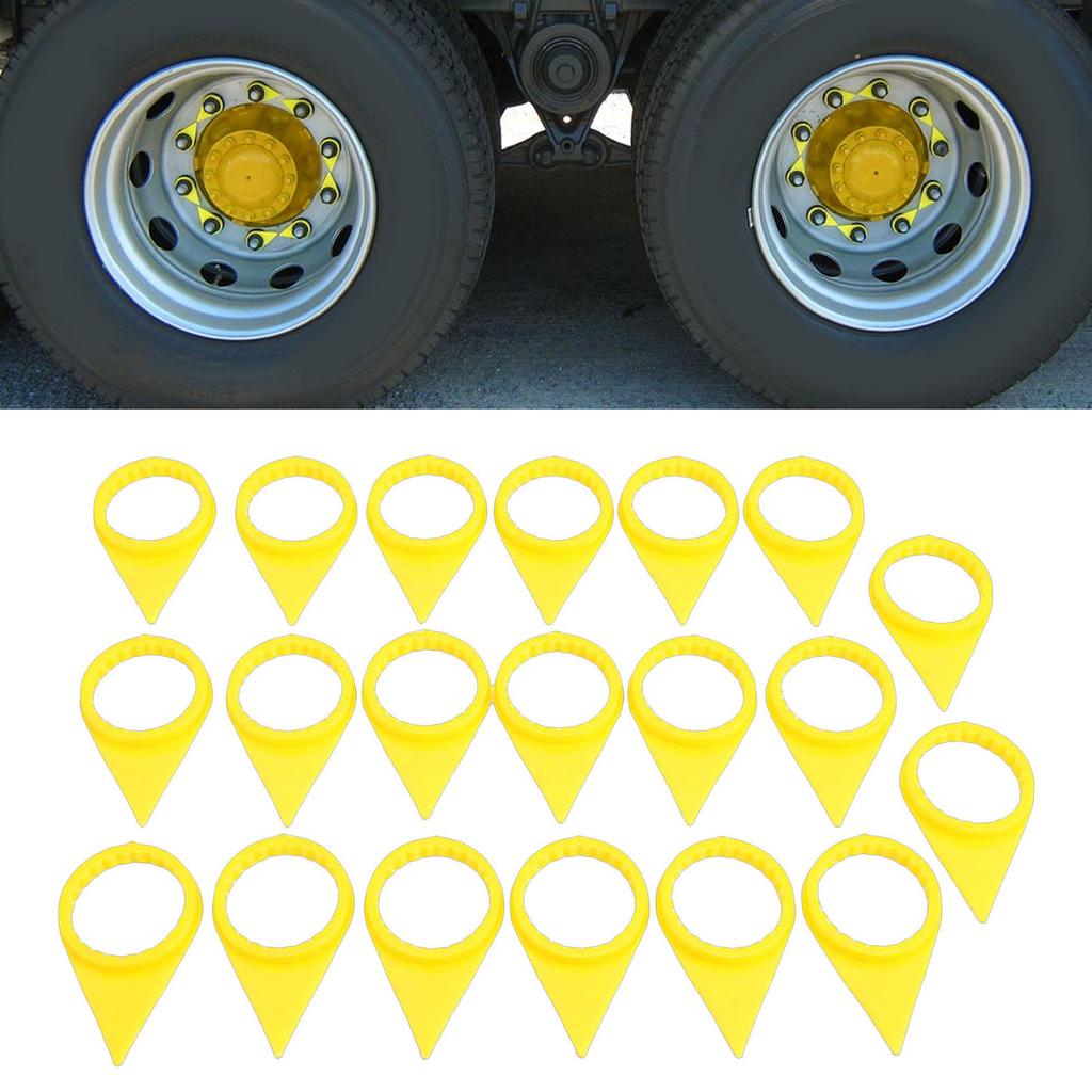 20PCS Loose Wheel Lug Nut Indicators High Visibility Yellow 33MM Wheel Lug Nut Visual Warning Arrows for Trucks Trailers Buses