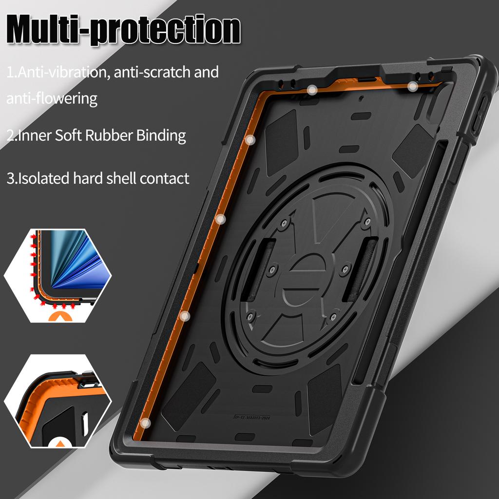 For iPad Air 13 (2025)/(2024)/Pro 12.9 (2022)/(2021)/(2020)/(2018) Case PC+Silicone Tablet Cover Adsorption Pen Slot