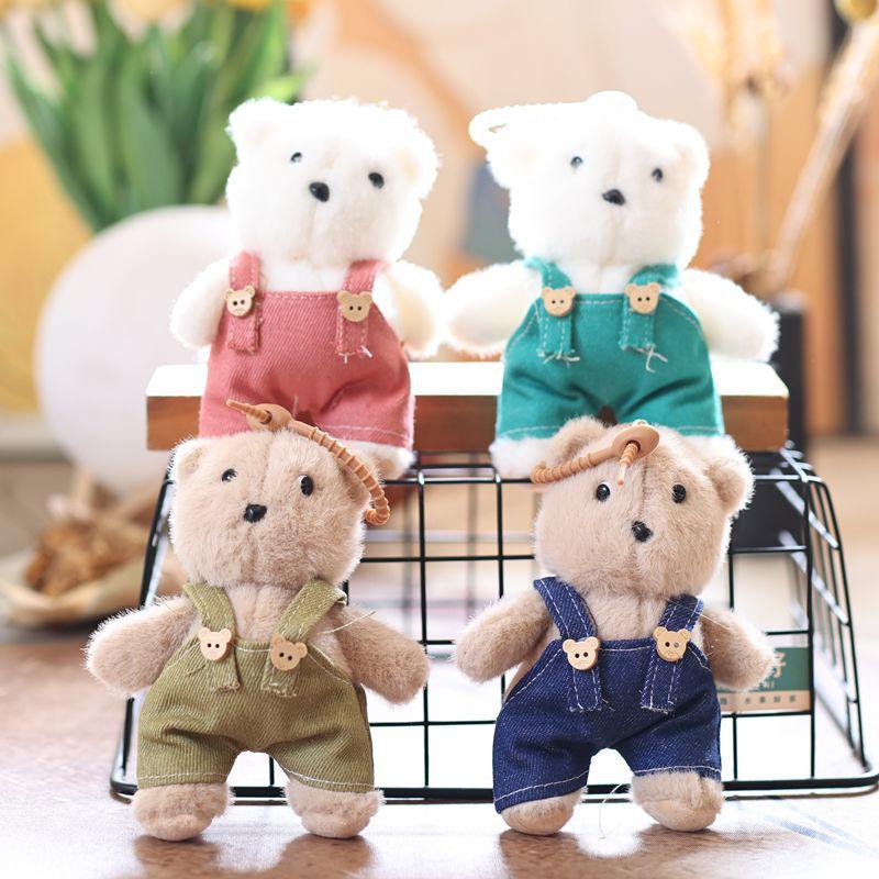 Cute Overalls Bear Bear Plush Pendant Couple Hanging Accessories Cartoon Bear Bag Charm Decor Gift