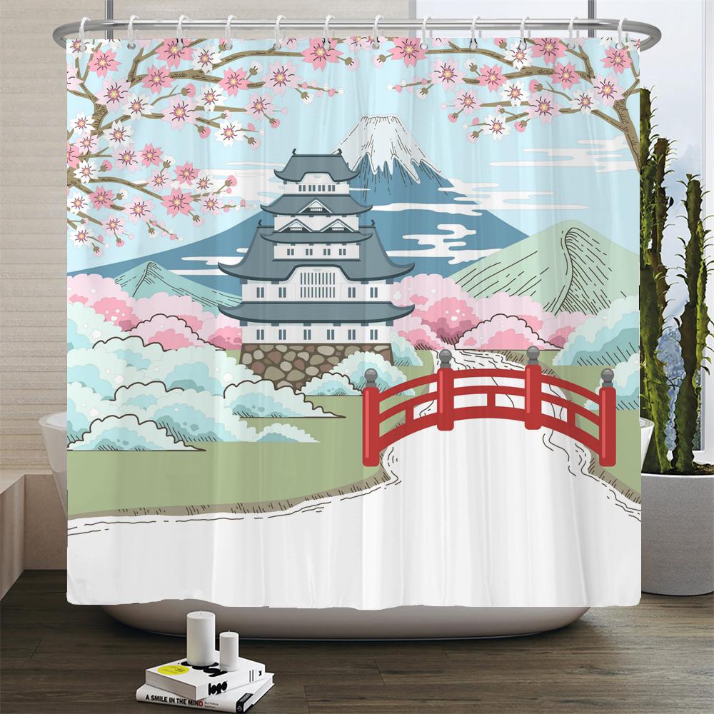 

Японский баннер с карпом, занавески для ванной в японском стиле с принтом кота удачи, для купания, занавески для душа с 12 крючками W90xH180cm