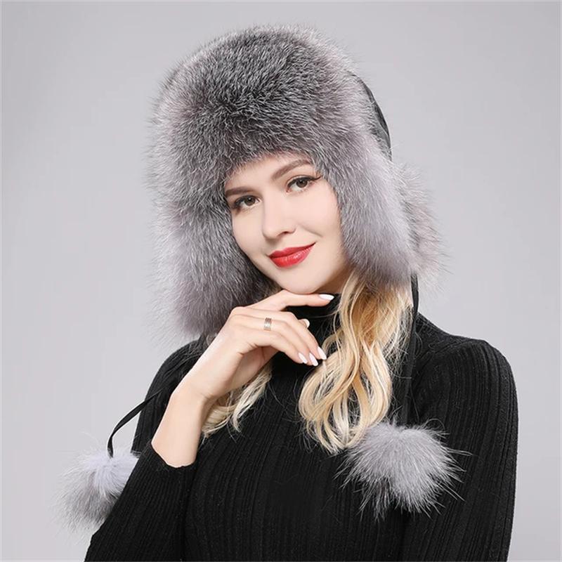 New hats Fox women Russian women Shanka pilot tripper snow hat