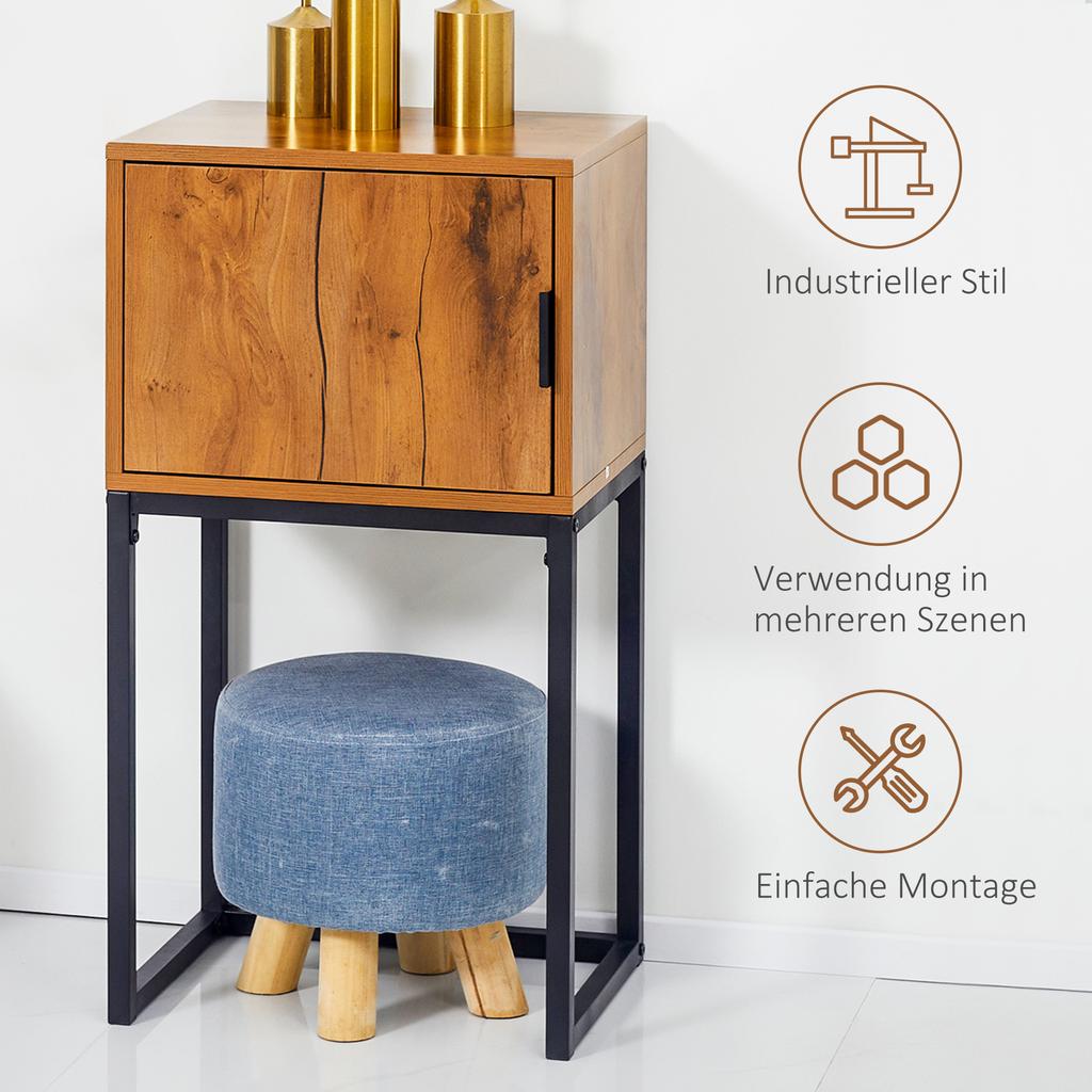 Console Table In Industrial Design Side Table Sideboard 1 Cabinet Natural Wood + Black