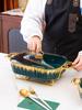Rectangular Golden Ceramic Baking Casserole Pot with Stand